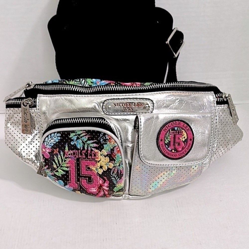 Nicole Lee Silver Multi-Color Women's Bag crossbody/Fanny pack EUC